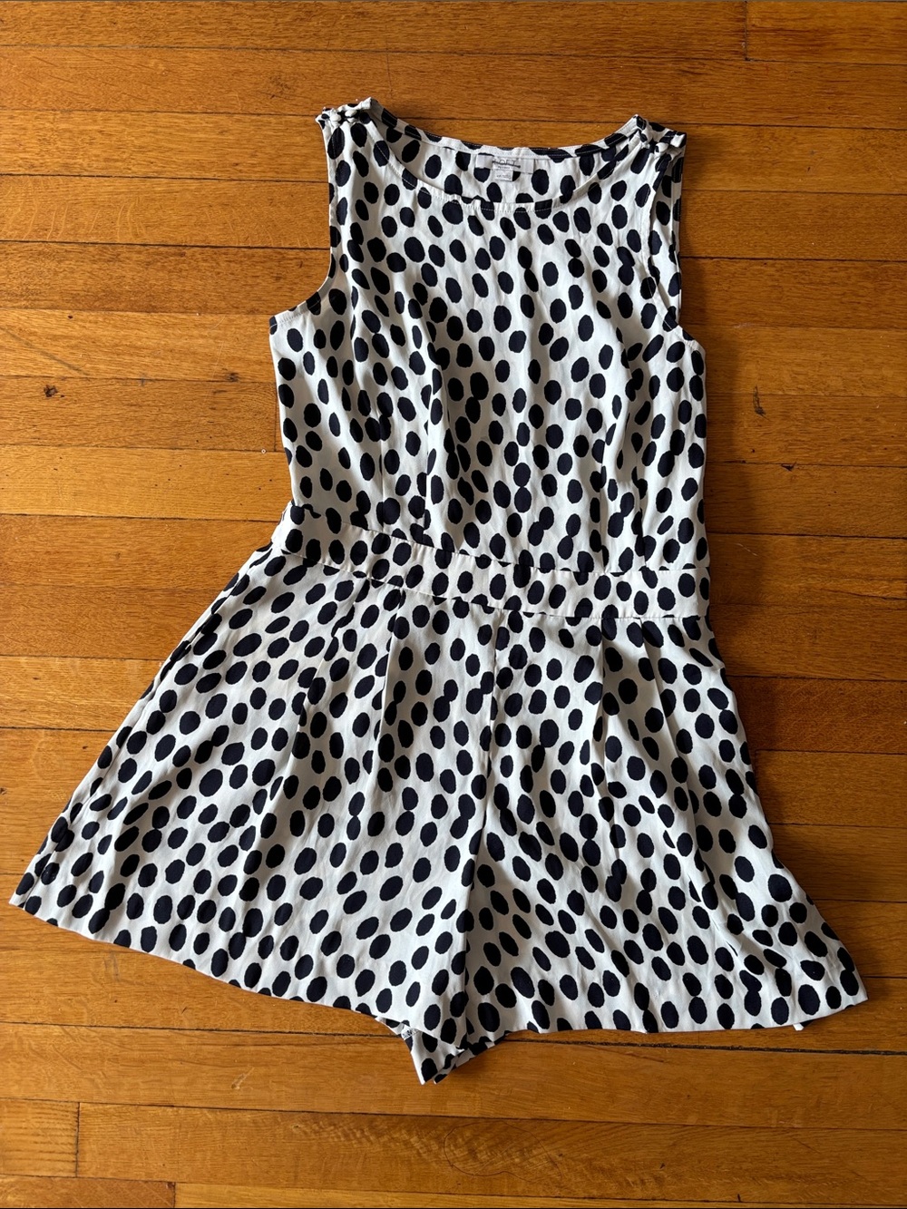 LOFT Black and White Polka Dot Sleeveless Romper